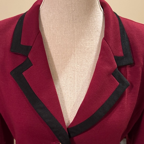 Casual Corner Maroon Blazer with Black Trim - Picture 2 of 6
